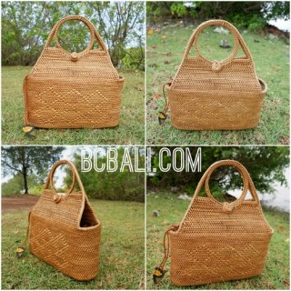 full handmade handwoven handbag balinese ethnic design natural